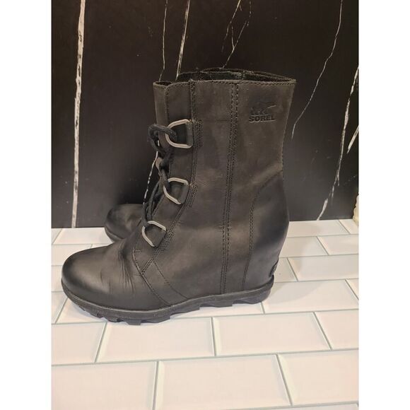 SOREL Joan Of Arctic Wedge II Mid-High Lace-Up Bootie Boots Oiled Loden | 9 EUC - Picture 7 of 15